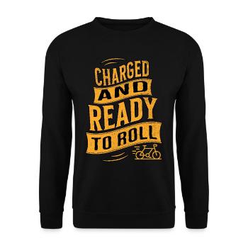 E-Bike E-Biker - Unisex Sweatshirt - black - Front - Alina (178cm) & Michal (187cm)