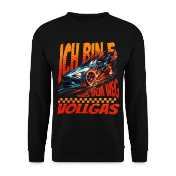 Ich Bin 5 Aus Dem Weg. Kindergeburtstag Rennwagen - Unisex Pullover - Schwarz - Vorne - Alina (178cm) & Michal (187cm)