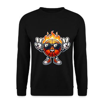 Basketball Flames Ball Peace - Unisex Sweatshirt - black - Front - Alina (178cm) & Michal (187cm)