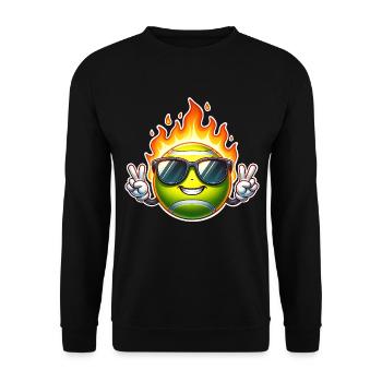 Tennis Flames Tennis Ball - Unisex Sweatshirt - black - Front - Alina (178cm) & Michal (187cm)