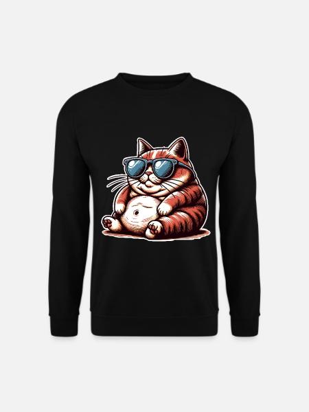 Cat Funny Sunglasses Fat - Unisex Sweatshirt - black