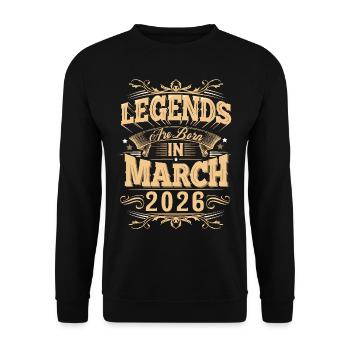 March 2026 Birthday Legend - Unisex Sweatshirt - black - Front - Alina (178cm) & Michal (187cm)