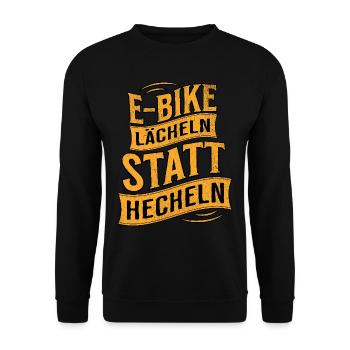 E-Bike E-Biker - Unisex Pullover - Schwarz - Vorne - Alina (178cm) & Michal (187cm)