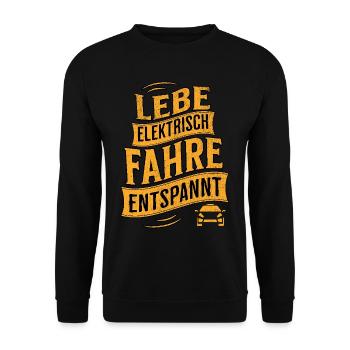 Elektroauto E-Auto Elektromobilität - Unisex Pullover - Schwarz - Vorne - Alina (178cm) & Michal (187cm)