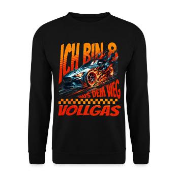 Ich Bin 8 Aus Dem Weg. Kindergeburtstag Rennwagen - Unisex Pullover - Schwarz - Vorne - Alina (178cm) & Michal (187cm)
