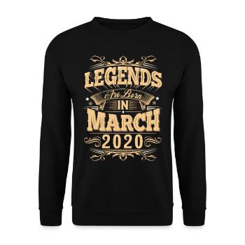 March 2020 Birthday Legend - Unisex Sweatshirt - black - Front - Alina (178cm) & Michal (187cm)