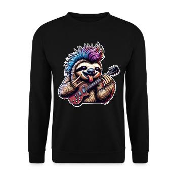 Faultier Rock and Roll Gitarrist - Unisex Pullover - Schwarz - Vorne - Alina (178cm) & Michal (187cm)