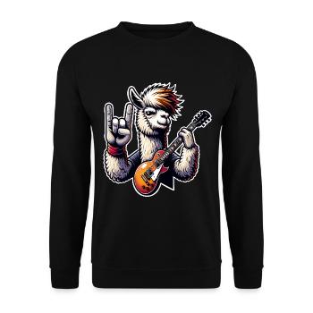 Alpaca Rock and Roll Guitarist - Unisex Sweatshirt - black - Front - Alina (178cm) & Michal (187cm)