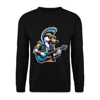 Ente Rock and Roll Gitarrist - Unisex Pullover - Schwarz - Vorne - Alina (178cm) & Michal (187cm)