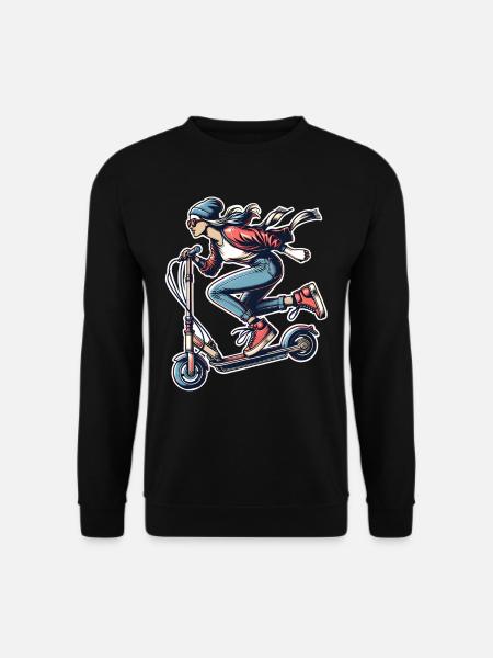 E-Scooter E-Roller Frau Scooter - Unisex Pullover - Schwarz