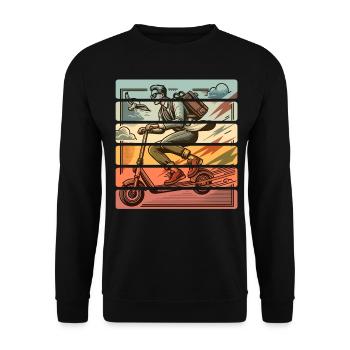 E-Scooter E-Roller Tretroller - Unisex Pullover - Schwarz - Vorne - Alina (178cm) & Michal (187cm)