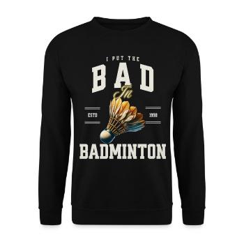 Badminton - Unisex Sweatshirt - black - Front - Alina (178cm) & Michal (187cm)