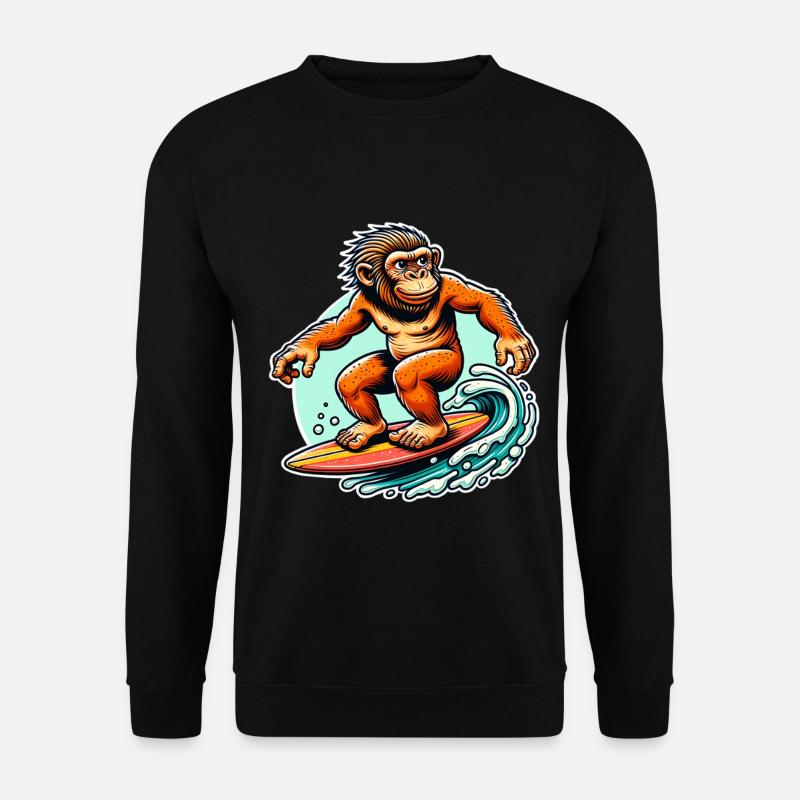 Neandertaler Surfen Surfer - Unisex Pullover - Schwarz
