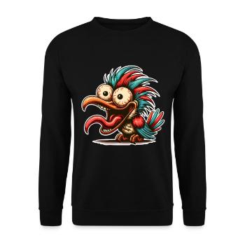 Verrückter Vogel - Unisex Pullover - Schwarz - Vorne - Alina (178cm) & Michal (187cm)