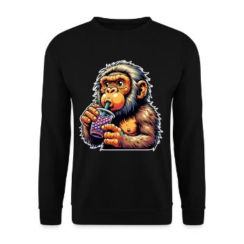 Neanderthal Bubble Tea - Unisex Sweatshirt - black - Front - Alina (178cm) & Michal (187cm)