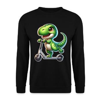 E-Scooter E-Roller Dino T Rex Scooter - Unisex Pullover - Schwarz - Vorne - Alina (178cm) & Michal (187cm)