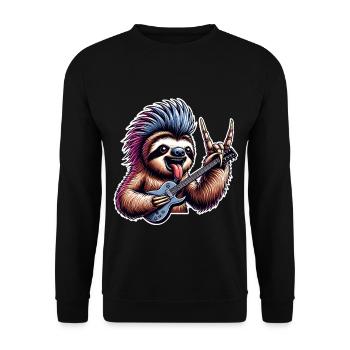 Faultier Rock and Roll Gitarrist - Unisex Pullover - Schwarz - Vorne - Alina (178cm) & Michal (187cm)