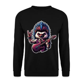 Igel Rock and Roll Gitarrist - Unisex Pullover - Schwarz - Vorne - Alina (178cm) & Michal (187cm)