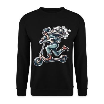E-Scooter E-Roller Frau Scooter - Unisex Pullover - Schwarz - Vorne - Alina (178cm) & Michal (187cm)