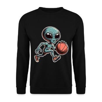 Alien Basketball Dunking - Unisex Sweatshirt - black - Front - Alina (178cm) & Michal (187cm)