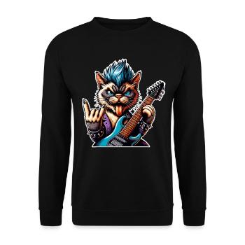 Cat Guitariste de Rock and Roll - Sweat-shirt Unisexe - noir - Devant - Alina (178cm) & Michal (187cm)