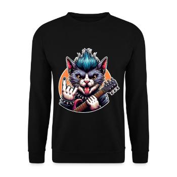 Cat Guitariste de Rock and Roll - Sweat-shirt Unisexe - noir - Devant - Alina (178cm) & Michal (187cm)
