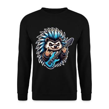 Igel Rock and Roll Gitarrist - Unisex Pullover - Schwarz - Vorne - Alina (178cm) & Michal (187cm)