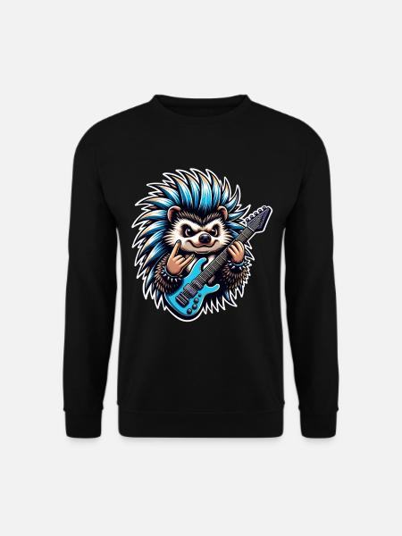 Hedgehog Guitariste de rock and roll - Sweat-shirt Unisexe - noir