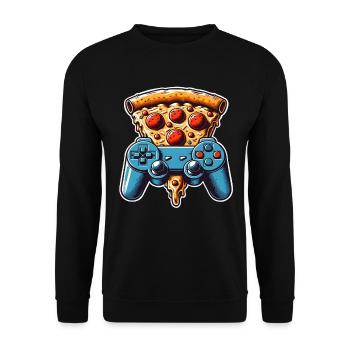 Pizza Gaming Gamer - Unisex Sweatshirt - black - Front - Alina (178cm) & Michal (187cm)