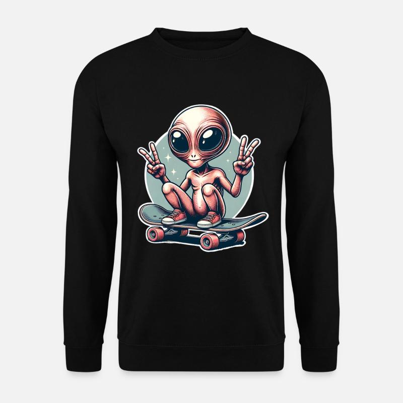Alien Skateboard Skater Skate - Unisex Pullover - Schwarz