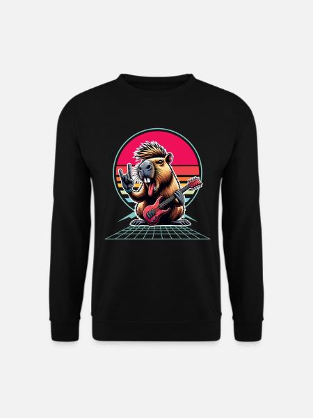 Capybara Rock and Roll Gitarrist - Unisex Pullover - Schwarz