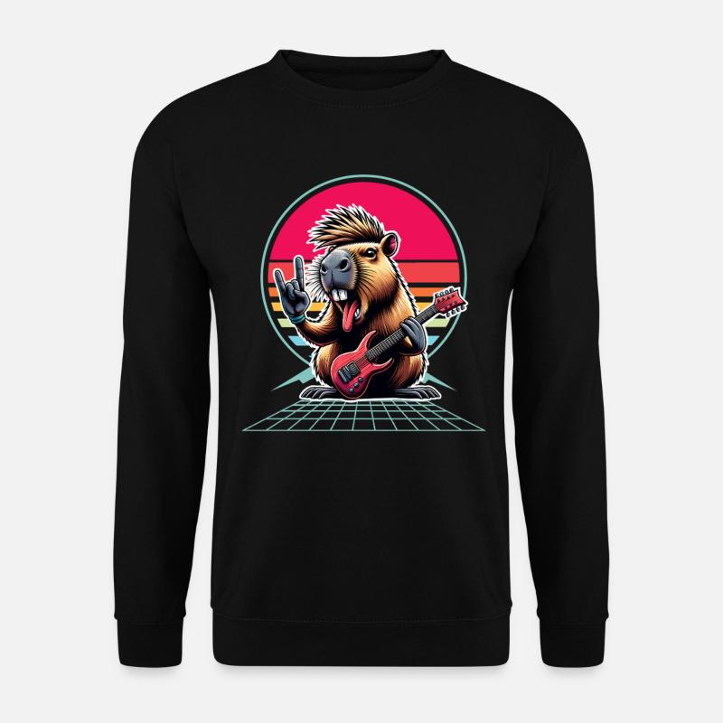 Capybara Rock and Roll Gitarrist - Unisex Pullover - Schwarz