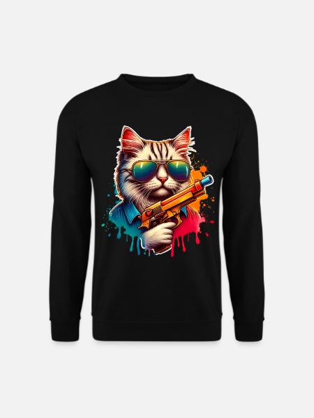 Cat Water Gun - Unisex Sweatshirt - black