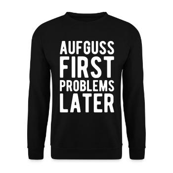 Saunieren Sauna Saunameister Spruch Saunagänger - Unisex Pullover - Schwarz - Vorne - Alina (178cm) & Michal (187cm)