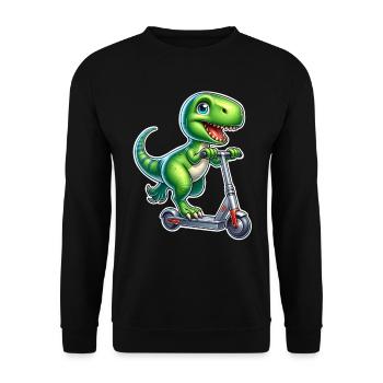E-Scooter E-Roller T Rex Dino Scooter - Unisex Sweatshirt - black - Front - Alina (178cm) & Michal (187cm)
