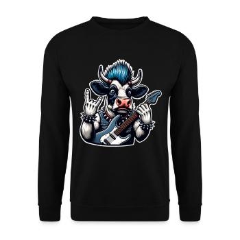 Kuh Rock and Roll Guitarist - Unisex Sweatshirt - black - Front - Alina (178cm) & Michal (187cm)