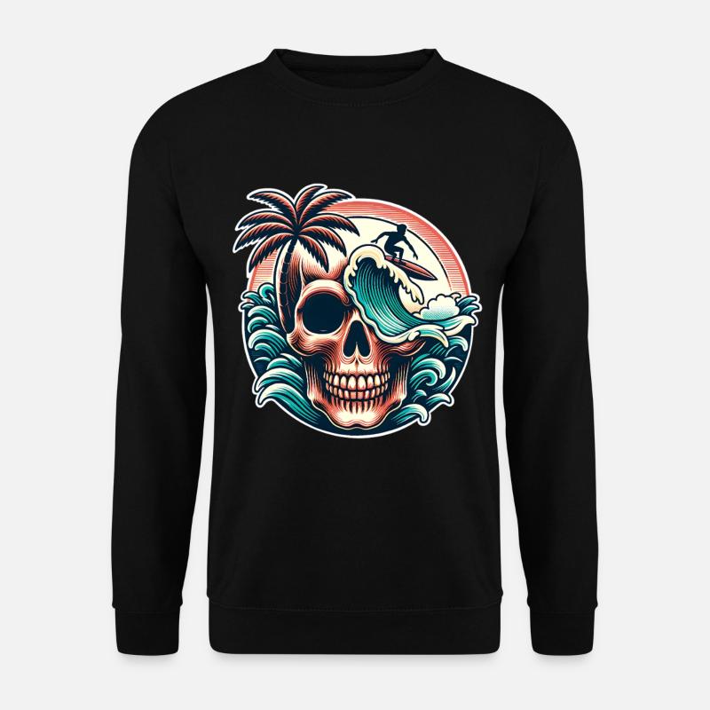 Crâne de surfeur de surf - Sweat-shirt Unisexe - noir