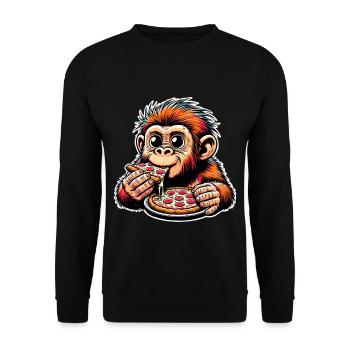 Neanderthal pizza - Unisex Sweatshirt - black - Front - Alina (178cm) & Michal (187cm)