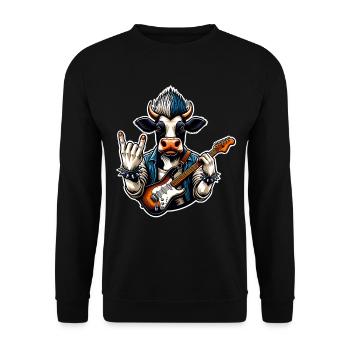 Kuh Rock and Roll Guitarist - Unisex Sweatshirt - black - Front - Alina (178cm) & Michal (187cm)