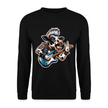 Kuh Rock and Roll Guitarist - Unisex Sweatshirt - black - Front - Alina (178cm) & Michal (187cm)