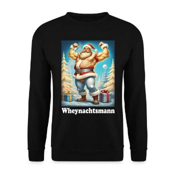 Christmas Gym FItness Bodybuilder Wheynachtsmann - Unisex Sweatshirt - black - Front - Alina (178cm) & Michal (187cm)
