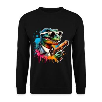 T Rex Dinosaurier Wasserpistole - Unisex Pullover - Schwarz - Vorne - Alina (178cm) & Michal (187cm)