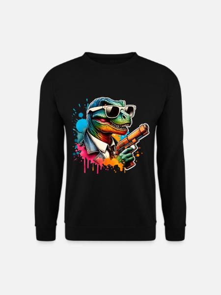 T Rex Dinosaur Water Gun - Unisex Sweatshirt - black
