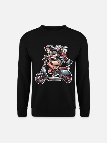 Motorroller Mofa Moped Roller - Unisex Pullover - Schwarz