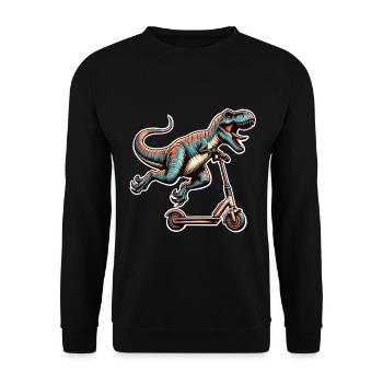 Tretroller E-Scooter E-Roller T Rex Dino Scooter - Unisex Pullover - Schwarz - Vorne - Alina (178cm) & Michal (187cm)