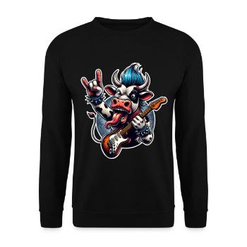 Kuh Rock and Roll Guitarist - Unisex Sweatshirt - black - Front - Alina (178cm) & Michal (187cm)