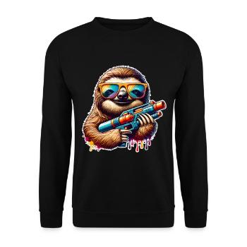 Faultier Wasserpistole - Unisex Pullover - Schwarz - Vorne - Alina (178cm) & Michal (187cm)