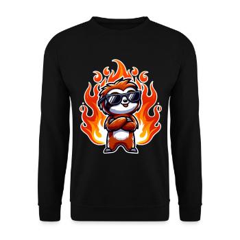 Faultier Cool Flammen Feuer - Unisex Pullover - Schwarz - Vorne - Alina (178cm) & Michal (187cm)