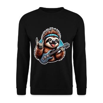 Faultier Rock and Roll Gitarrist - Unisex Pullover - Schwarz - Vorne - Alina (178cm) & Michal (187cm)