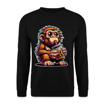 Neanderthal Bubble Tea - Unisex Sweatshirt - black - Front - Alina (178cm) & Michal (187cm)